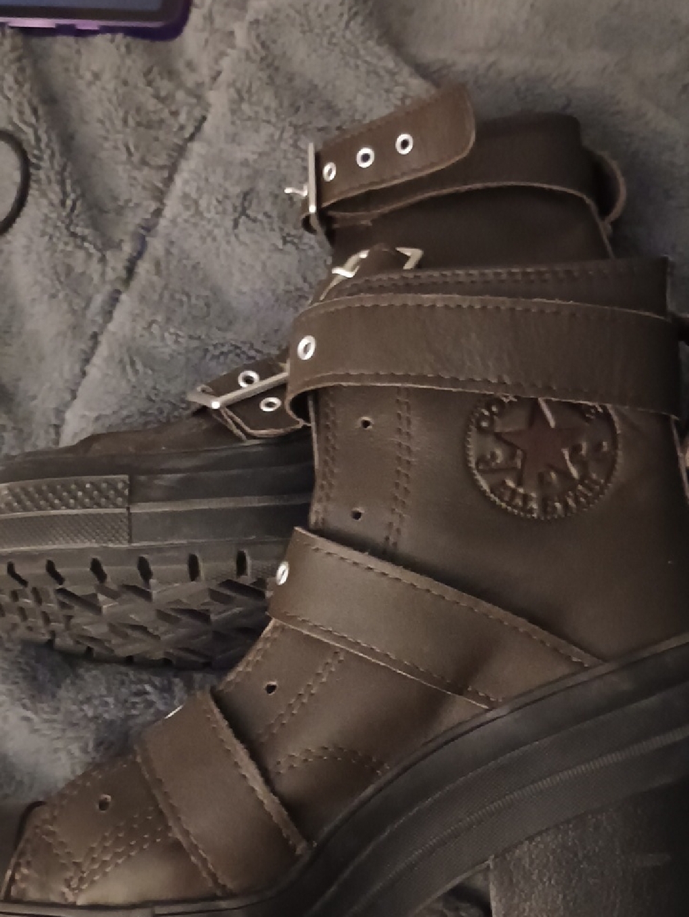 Converse Brown Strapped Platform High-Top Boots